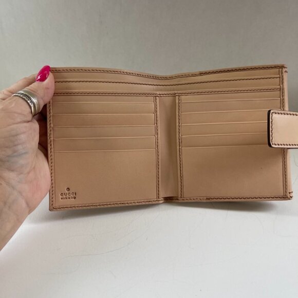 GUCCI Bamboo Tri-Fold Wallet Striped Turn Lock Very Good Condition - Picture 3 of 9
